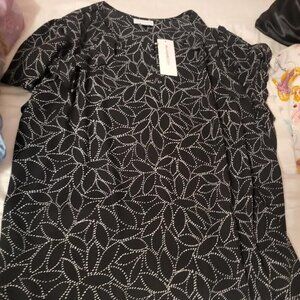 Womens Liz Claiborne Black and White Geometric Patterned Blouse Size L